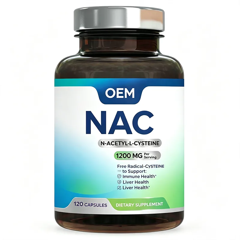 OEM NAC N Acetyl L Cysteine Capsules 1200mg Per Serving 120 Counts Brown Glass Bottle Private Label Supplement