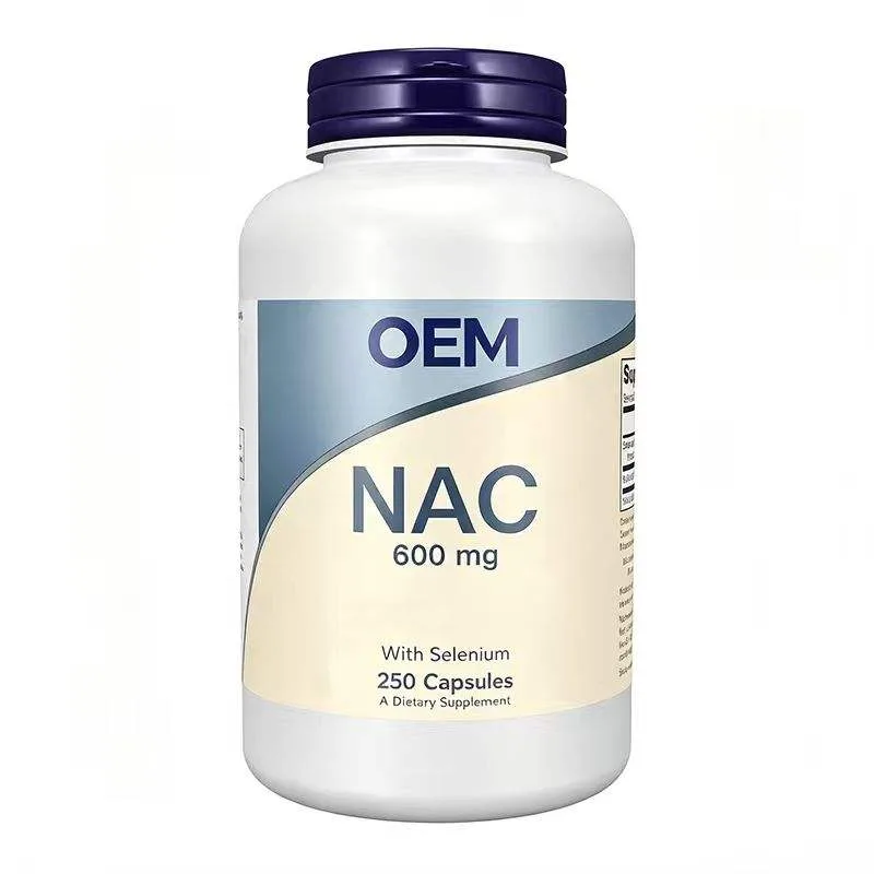 OEM NAC Capsules with Selenium 600mg Per Capsule 250 Counts White Plastic Bottle Private Label Dietary Supplement