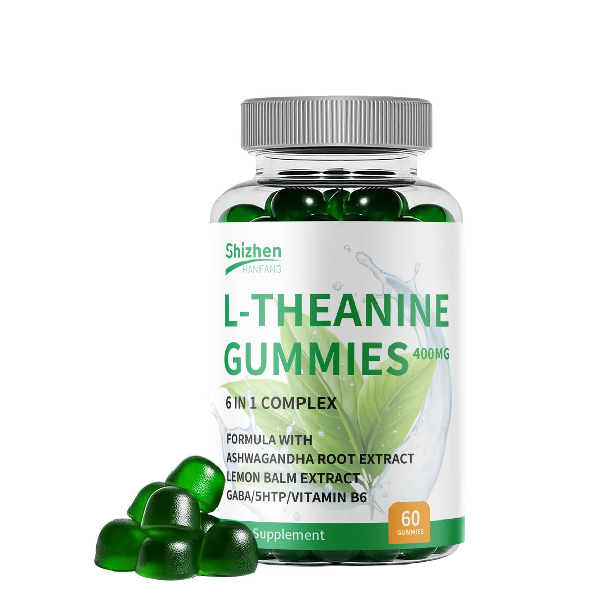 OEM L-Theanine 400MG Gummies - 6-in-1 Ashwagandha GABA Supplement 60-Count Dietary Gummies