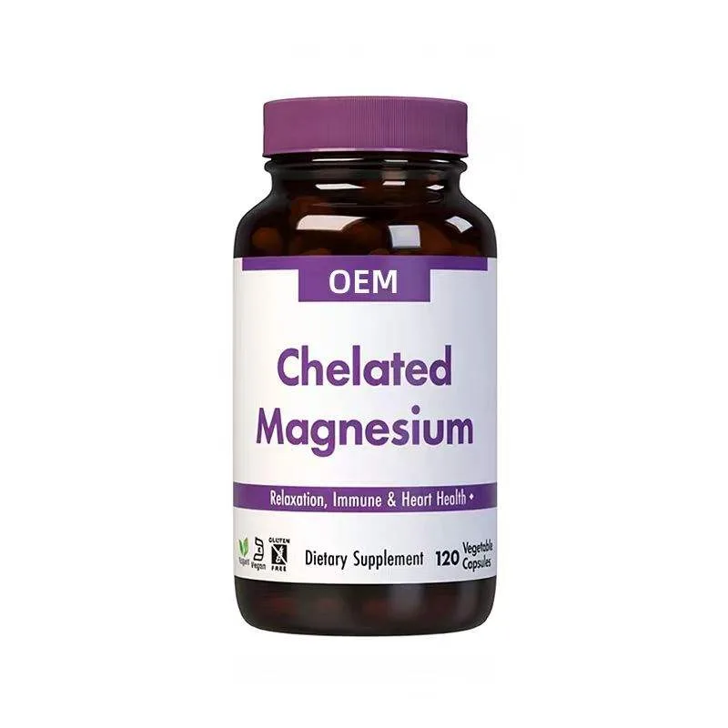 OEM Chelated Magnesium Capsules, 120 Count Vegetarian Dietary Supplement for Relaxation Heart Health Support