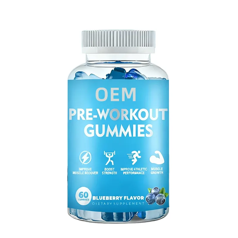 OEM Pre-Workout Gummies 60ct Blueberry Flavor, Supports Energy Muscle Recovery for Active Lifestyles