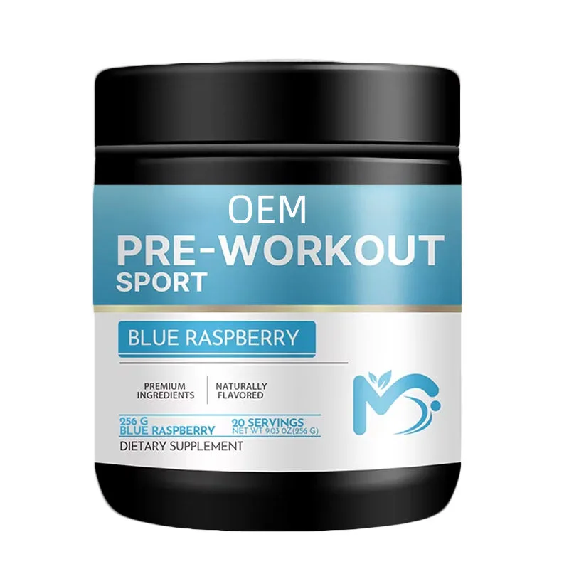 Pre Workout Sport Blue Raspberry Flavor 20 Servings Naturally Flavored Premium Ingredients OEM Dietary Sports Supplement Formula