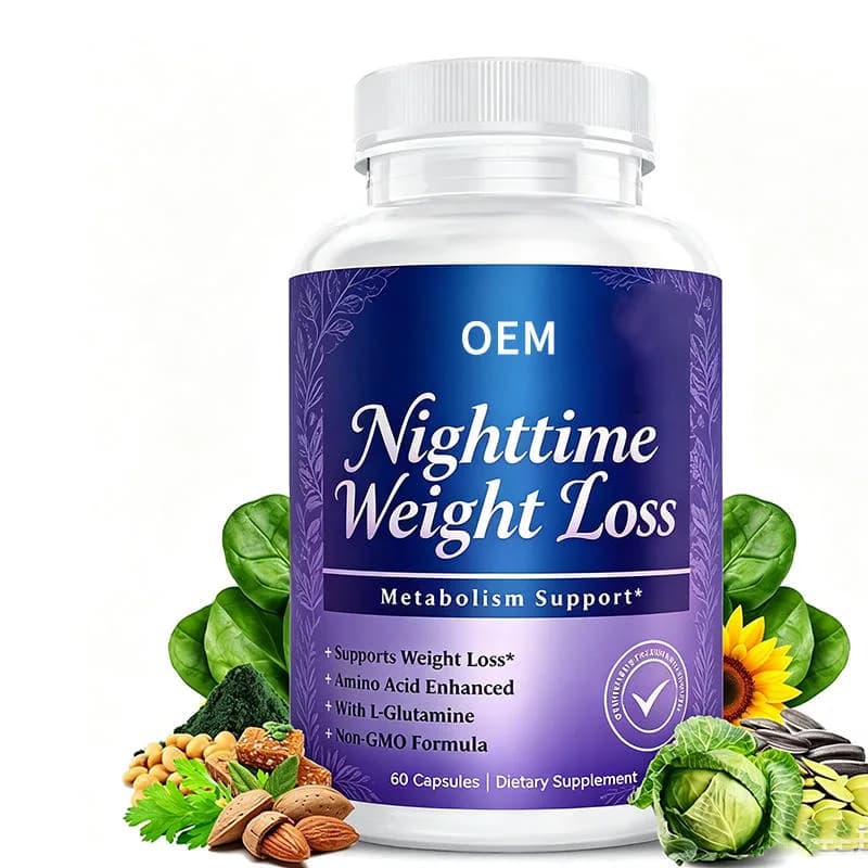 Nighttime Weight Loss Capsules with L Glutamine for Metabolism Support Amino Acid Enhanced 60 Count OEM Supplement