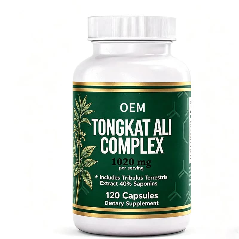 Tongkat Ali Complex 1020mg Per Serving with Tribulus Terrestris Extract 40 Percent Saponins 120 Capsules OEM Supplement