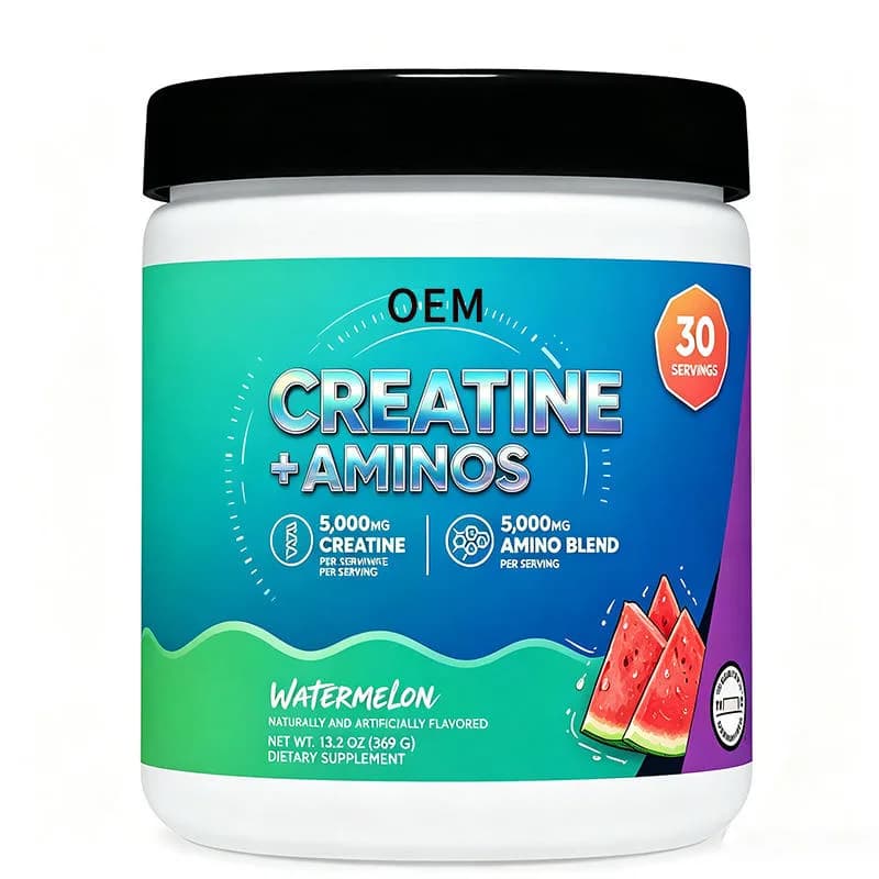 Creatine 5000mg with Amino Blend 30 Servings Watermelon Flavor Powder Net Wt 13.2oz 369g OEM Dietary Supplement for Performance