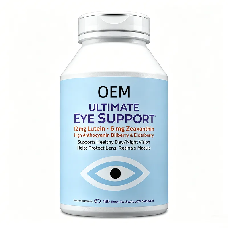 Ultimate Eye Support Capsules with Lutein 12mg Zeaxanthin 6mg Bilberry and Elderberry 180 Count OEM Supplement
