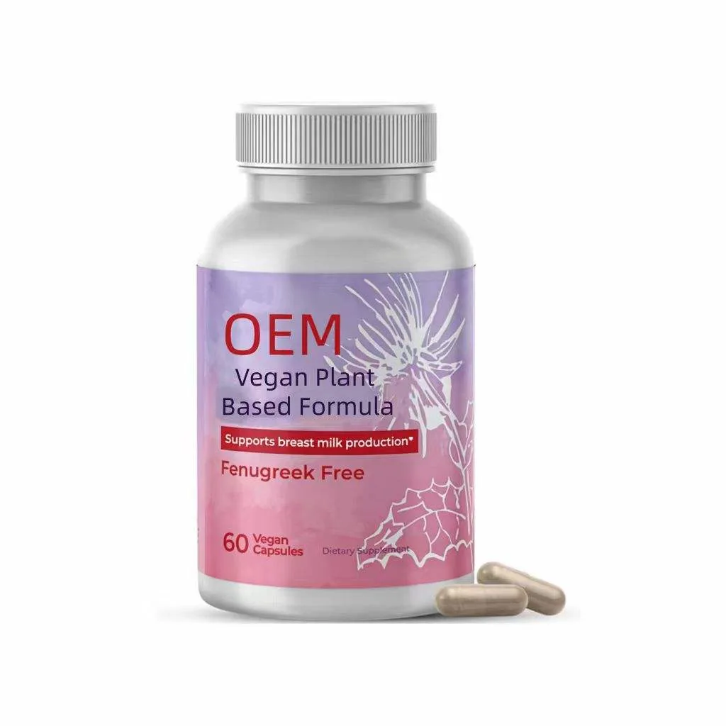 OEM Wholesale Lactation Support Vegan Capsules, Fenugreek Free Plant Based Breast Milk Supplement 60 Counts