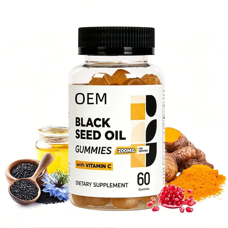 Black Seed Oil Gummies 200mg Per Serving with Vitamin C 60 Count OEM Dietary Supplement for Daily Wellness