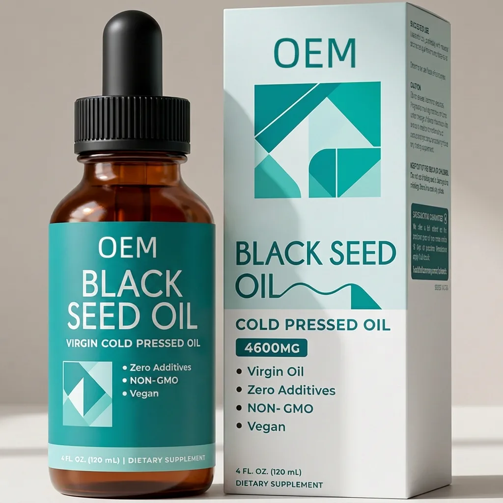 Black Seed Oil Virgin Cold Pressed Oil 4600mg 4 Fl oz 120ml Zero Additives Non GMO Vegan OEM Dietary Supplement