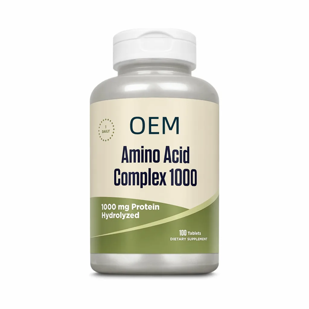 OEM Wholesale Amino Acid Complex 1000 Tablets, 1000mg Hydrolyzed Protein Daily Amino Nutrition Supplement 100 Counts
