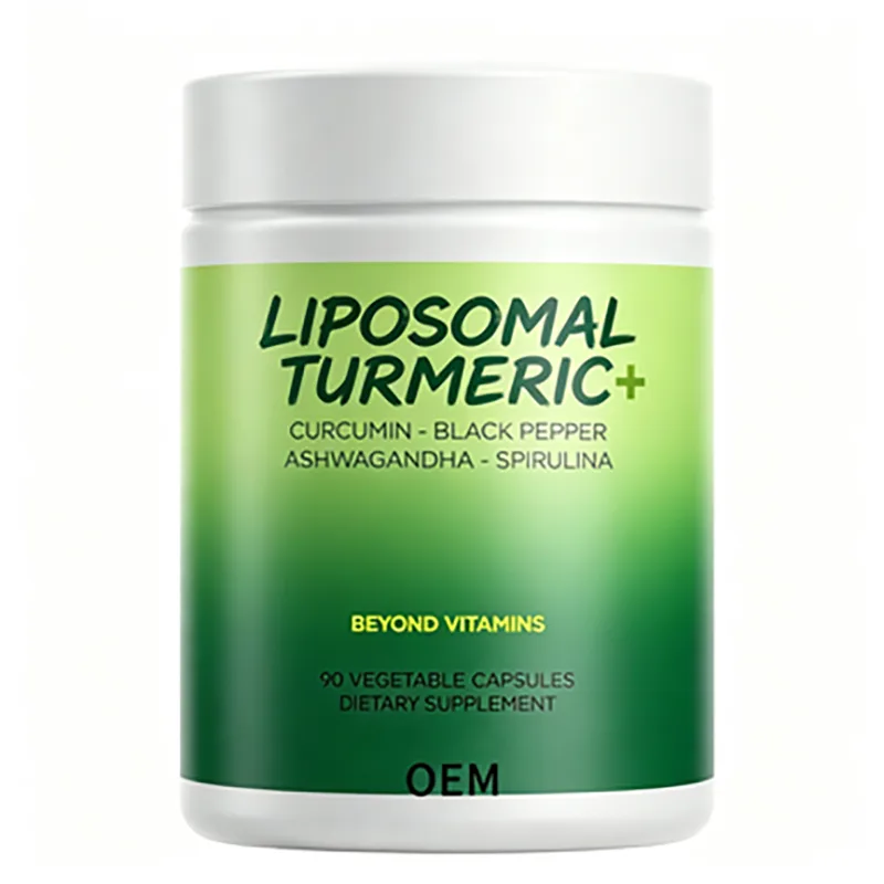 Liposomal Turmeric Curcumin with Black Pepper Ashwagandha and Spirulina 90 Vegetable Capsules OEM Supplement