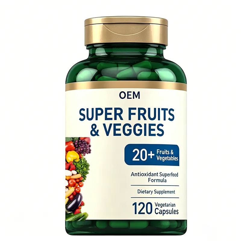 Private Label Wholesale Super Fruit Veggie Antioxidant Capsules 120 Vegan Pills Busy Crowd Nutrition Replenishment Bulk Supply