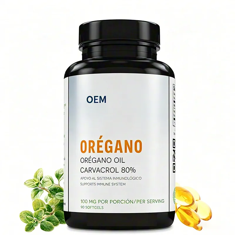 OEM Wholesale 90 Oregano Softgels 80% Carvacrol 100mg High Potency Immune Support Bilingual Label Herbal Supplement