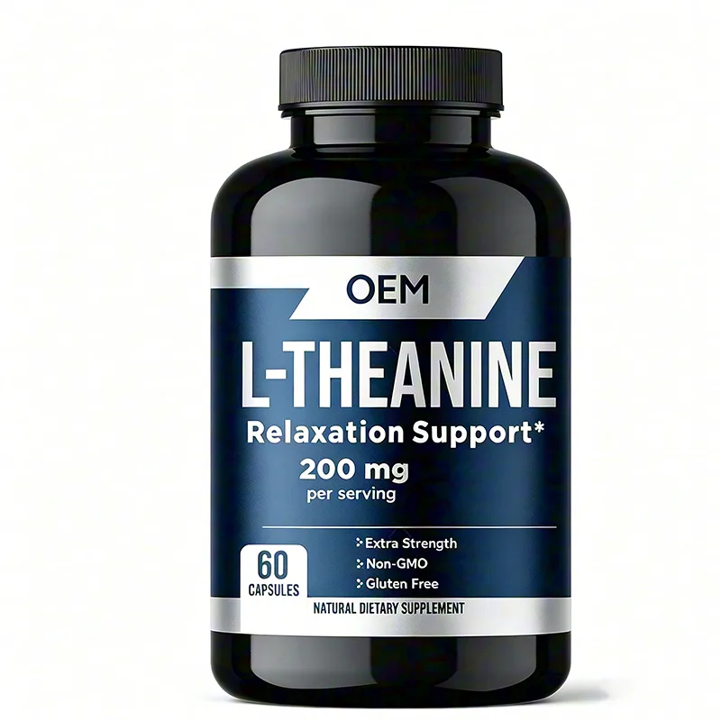L Theanine 200mg Extra Strength Capsules 60 Count Non GMO Gluten Free OEM Natural Supplement for Relaxation Support