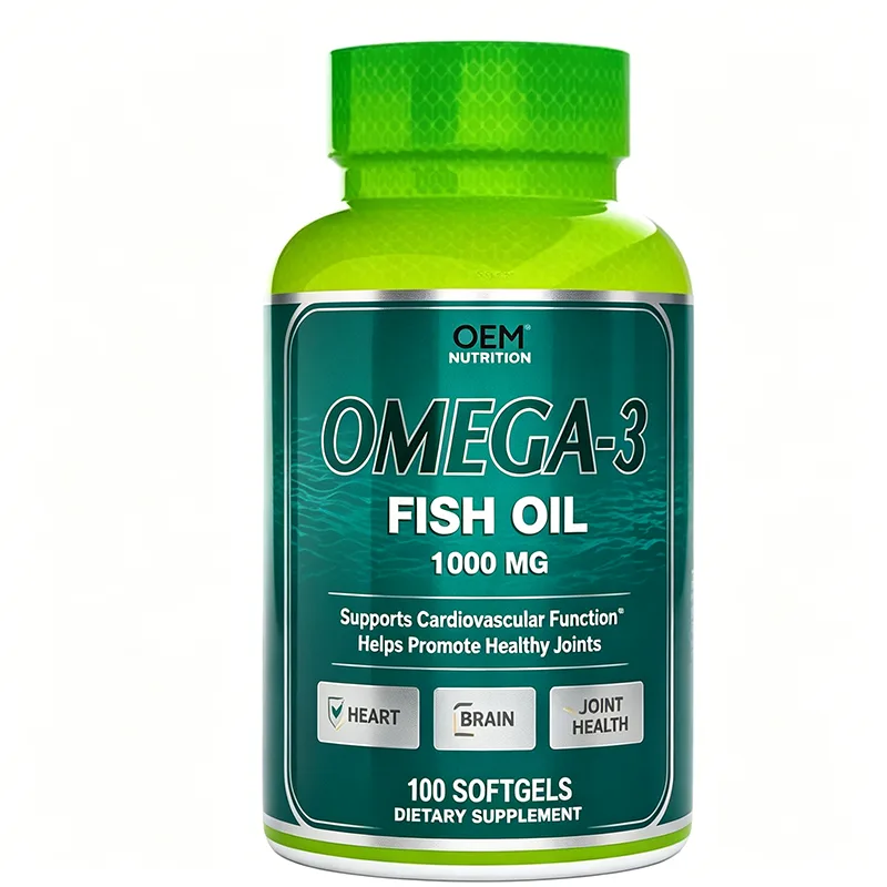 Omega 3 Fish Oil 1000mg Softgels 100 Count OEM Supplement for Cardiovascular Joint and Brain Health Support