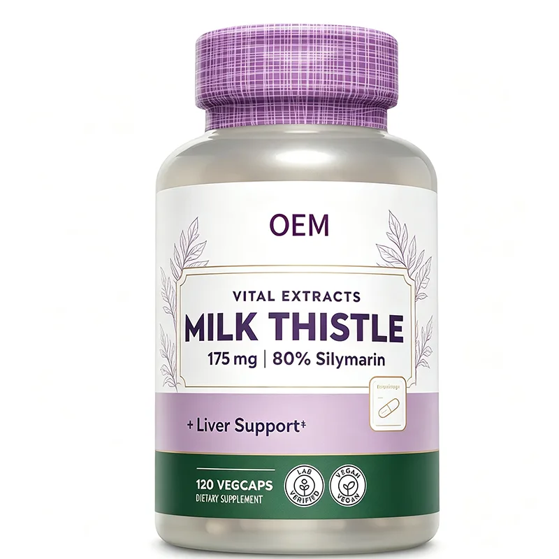 OEM 175mg Milk Thistle Vegcaps 120 Count 80% Silymarin Lab Verified Vegan Herbal Liver Support Dietary Supplement