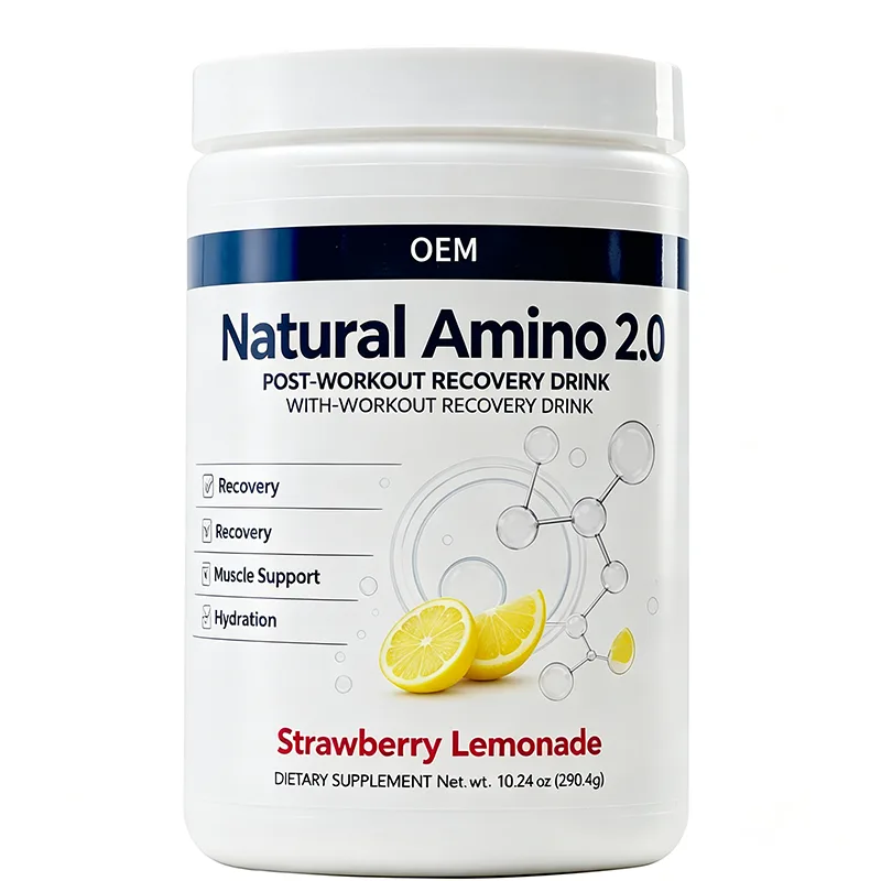OEM Natural Amino 2.0 Strawberry Lemonade Post & With Workout Recovery Powder 290.4g Muscle Support Hydration Supplement
