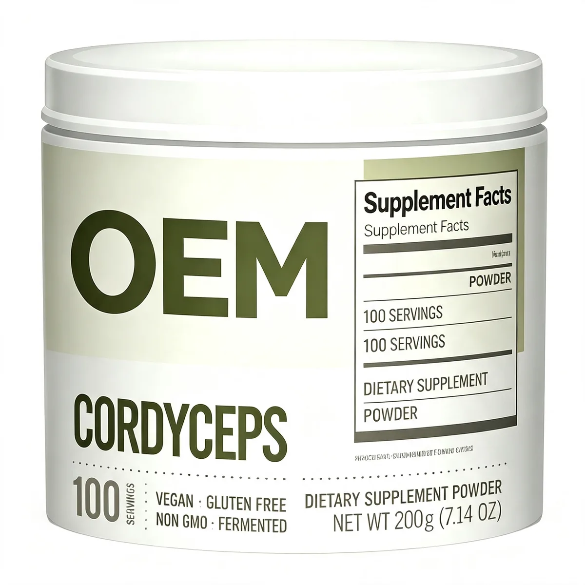Cordyceps Powder 100 Servings Net Wt 200g 7.14oz Vegan Gluten Free Non GMO Fermented OEM Supplement