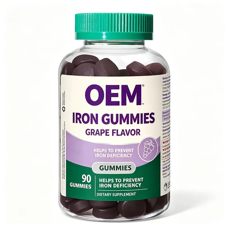 OEM Grape Flavor Iron Gummies 90 Count Prevent Iron Deficiency Daily Blood Health Dietary Supplement