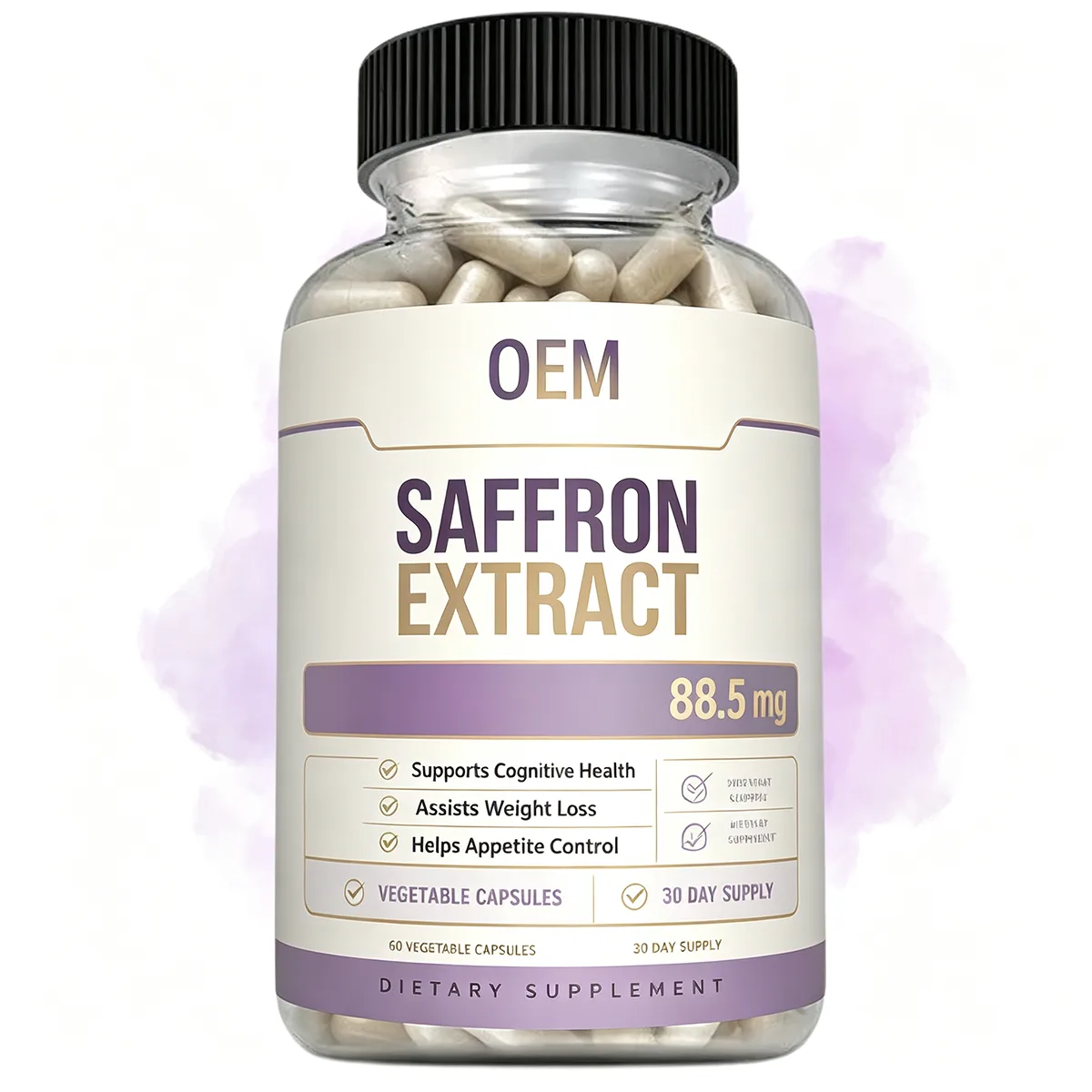 OEM Saffron Extract Veggie Capsules 88.5mg 60 Count 30 Day Supply Cognitive Health Appetite Control Weight Loss