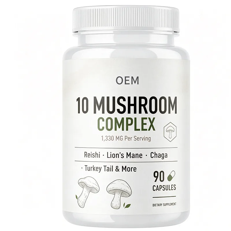 10 Mushroom Complex Capsules 1330mg Per Serving with Reishi Lions Mane Chaga Turkey Tail and More 90 Count OEM Supplement