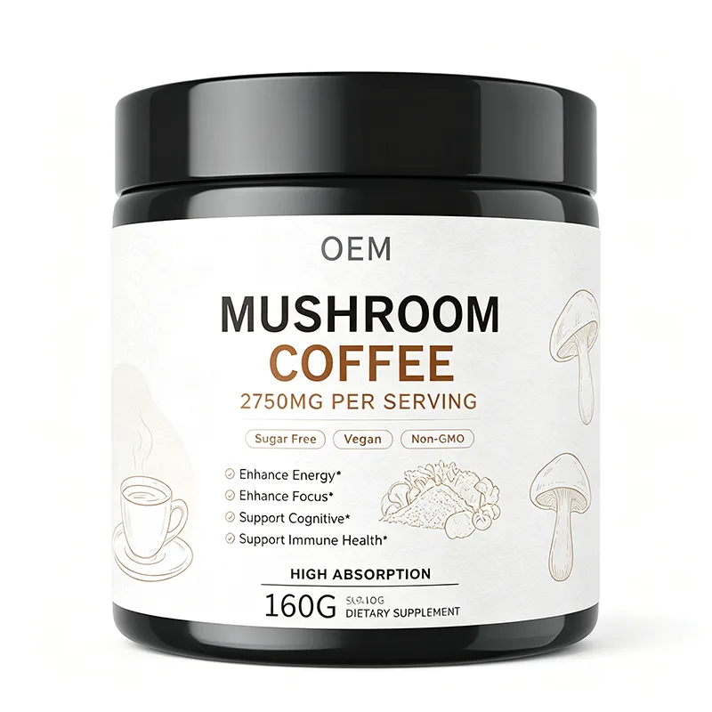 Mushroom Coffee 2750mg Per Serving 160g Net Wt Sugar Free Vegan Non GMO OEM Supplement for Energy Focus Cognitive