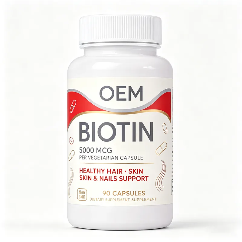 Biotin 5000mcg Per Vegetarian Capsule 90 Count Non GMO OEM Supplement for Healthy Hair Skin and Nails Support
