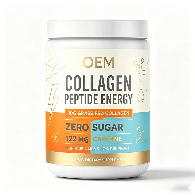 Collagen Peptide Energy Powder 10g Grass Fed Collagen Zero Sugar 122mg Caffeine 252.8g for Skin Hair Nails and Joint Support