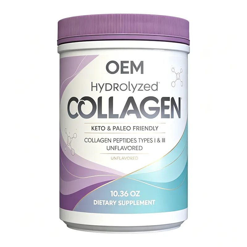 Hydrolyzed Collagen Peptides Types I and III Powder Keto and Paleo Friendly Unflavored 10.36oz Net Wt OEM Dietary Supplement