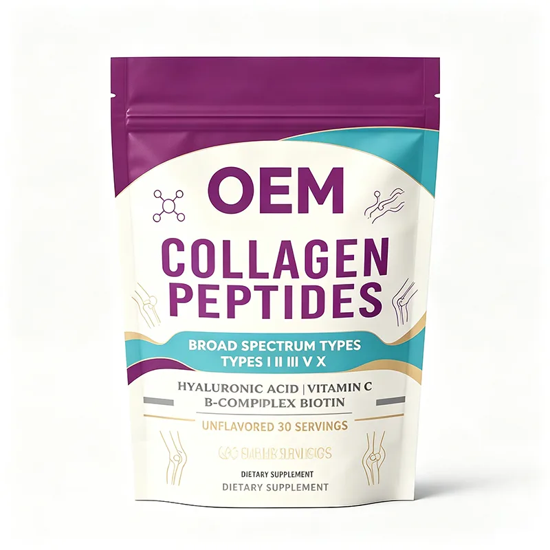 Collagen Peptides Broad Spectrum Types I III IV X Powder with Hyaluronic Acid Vitamin C B Complex Biotin Unflavored 30 Servings
