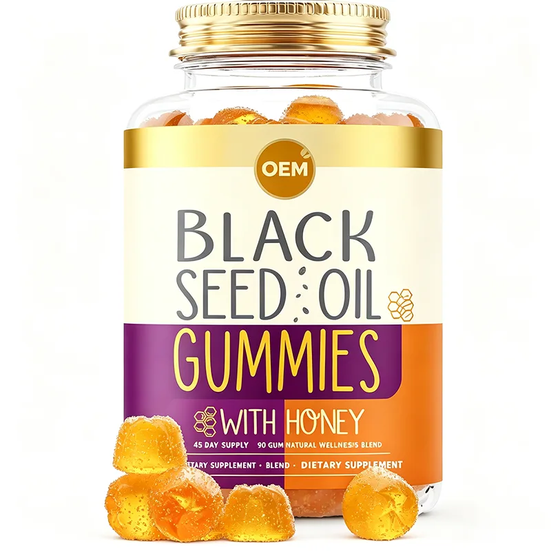 Black Seed Oil Gummies with Honey 90 Count 45 Day Supply Natural Wellness Blend OEM Dietary Supplement