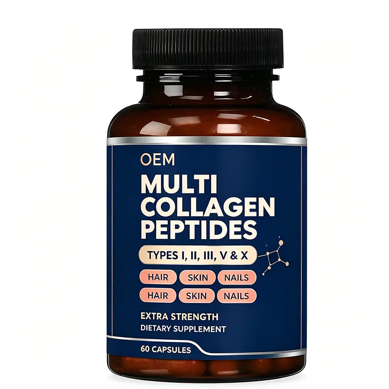 Multi Collagen Peptides Capsules Types I II III V and X 60 Count Extra Strength OEM Supplement for Hair Skin and Nails Support