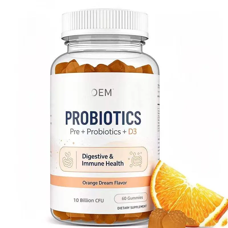 Probiotics with Pre Probiotics and D3 10 Billion CFU Orange Dream Flavor 60 Gummies for Digestive and Immune Health