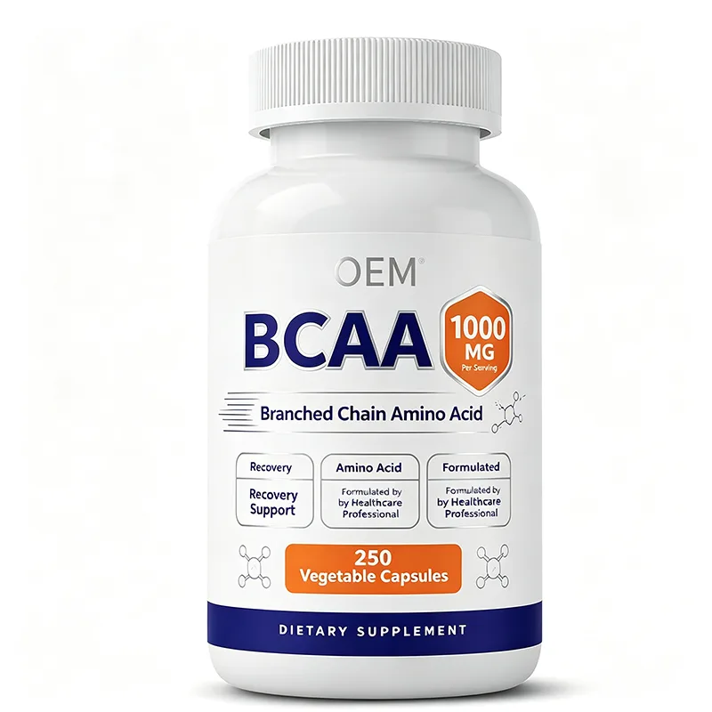 BCAA 1000mg Per Serving 250 Vegetable Capsules Formulated by Healthcare Professional OEM Supplement for Recovery Support