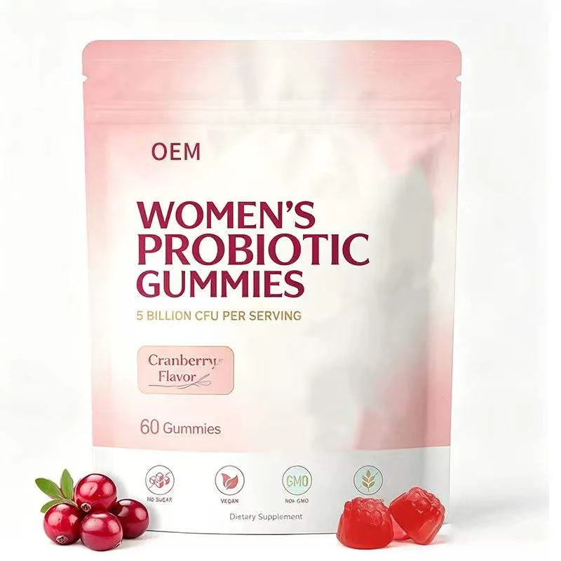Women's Probiotic Gummies 5 Billion CFU Cranberry Flavor 60 Count Sugar Free Vegan OEM Supplement