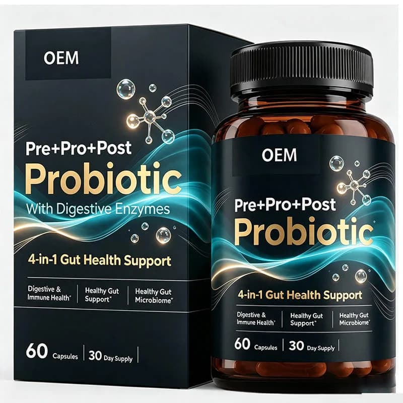 Pre Pro Post Probiotic Capsules 60 Count 30 Day Supply with Digestive Enzymes OEM Supplement for Gut and Immune Health