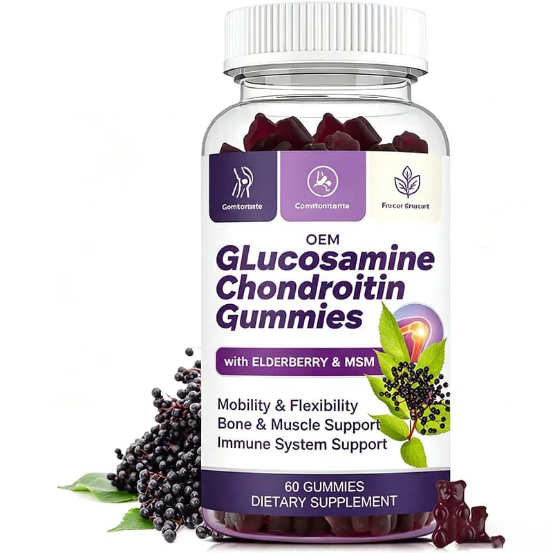 Glucosamine Chondroitin Gummies With Elderberry 60 Count Daily Dietary Supplement for Body Wellness