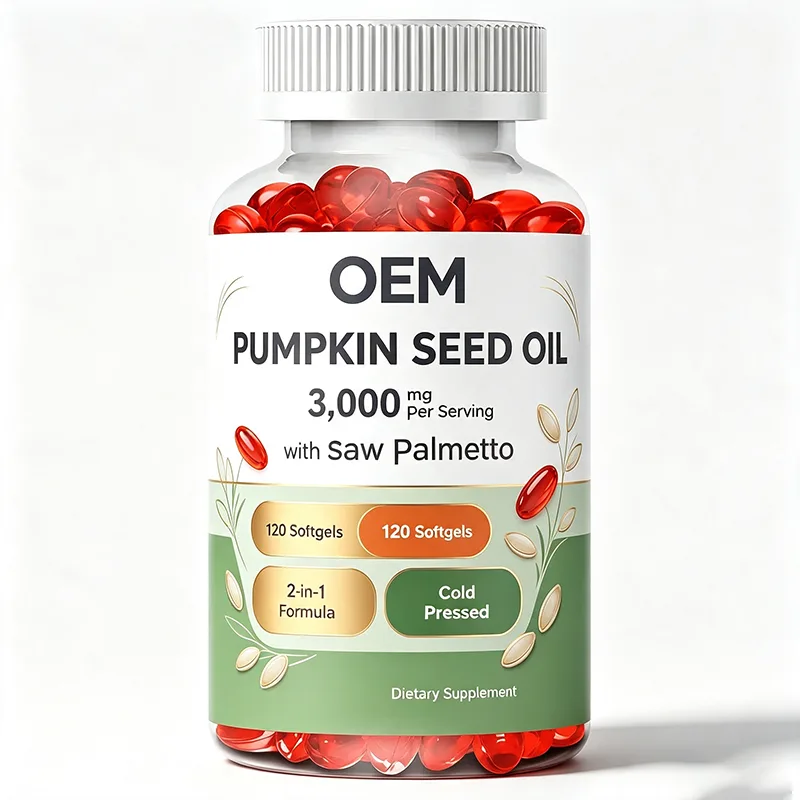 Pumpkin Seed Oil Softgels 3000mg Per Serving Cold Pressed Formula With Saw Palmetto 120 Count OEM Private Label Supplement