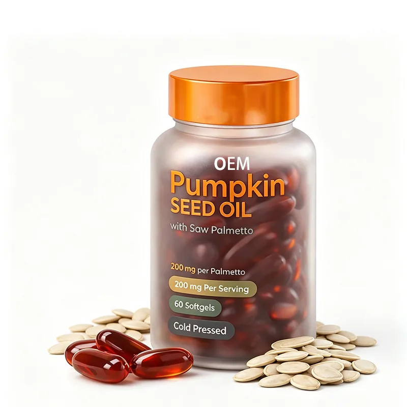 Private Label Cold Pressed Pumpkin Seed Oil Saw Palmetto Softgel Capsules 60pcs Custom Herbal Wellness Supplement