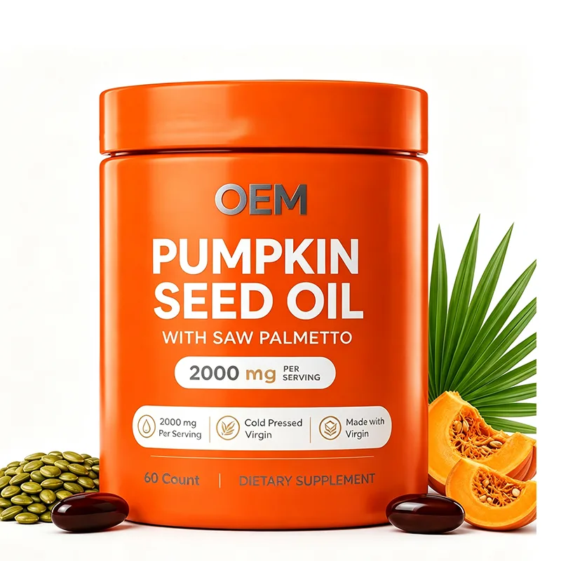 OEM Cold Pressed Virgin Pumpkin Seed Oil with Saw Palmetto Softgels 2000mg 60 Count Dietary Supplement Private Label