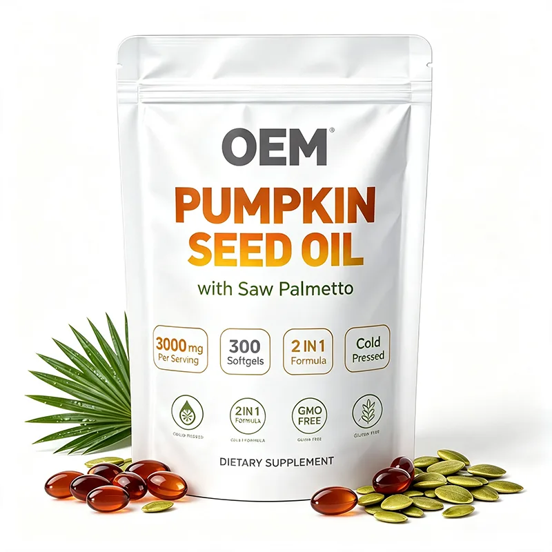 OEM Pumpkin Seed Oil with Saw Palmetto Softgels 3000mg Per Serving 300 Count 2 in 1 Cold Pressed Supplement