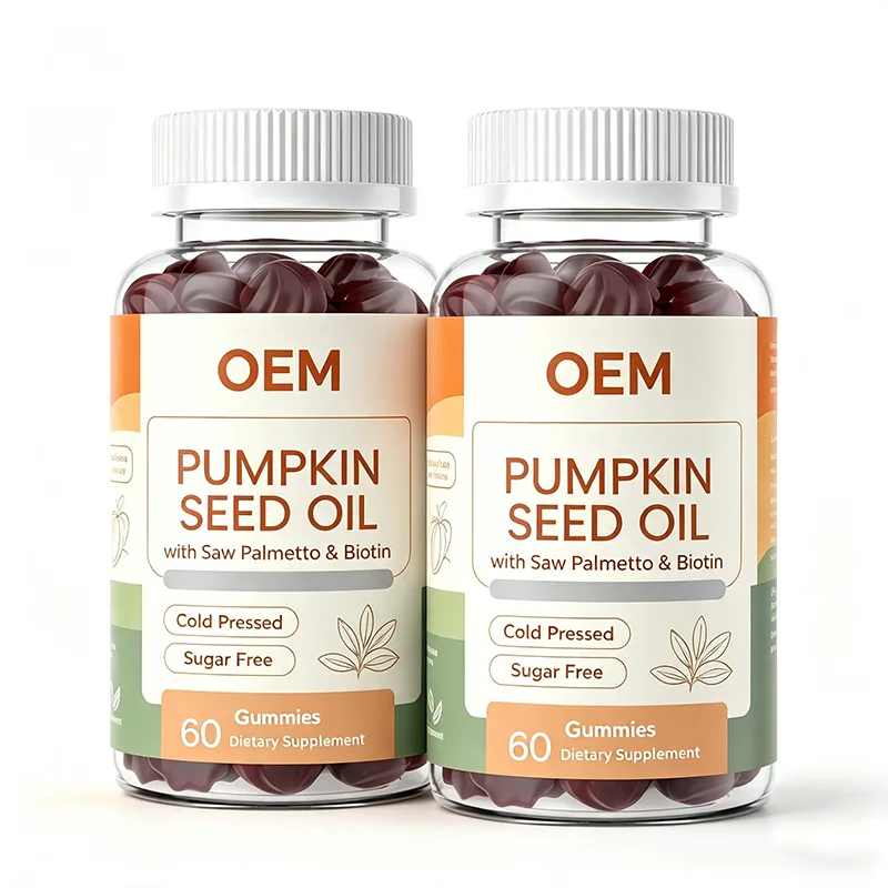 OEM Pumpkin Seed Oil with Saw Palmetto Biotin Gummies 60 Count Cold Pressed Sugar Free Supplement