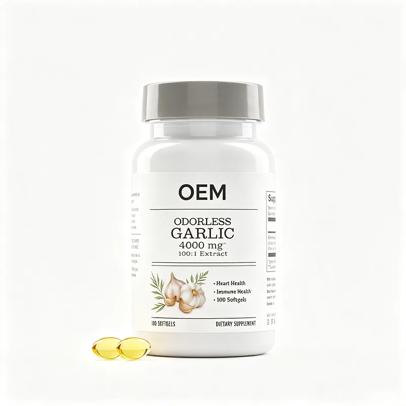 OEM Odorless Garlic Softgels 4000mg 100:1 Extract 100 Count Heart Immune Health Supplement Private Label