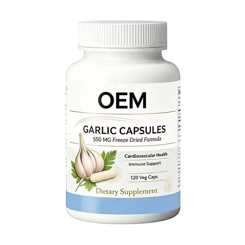 Private Label Garlic Freeze Dried Vegetarian Capsules 120pcs 550mg Herbal Supplement ODM