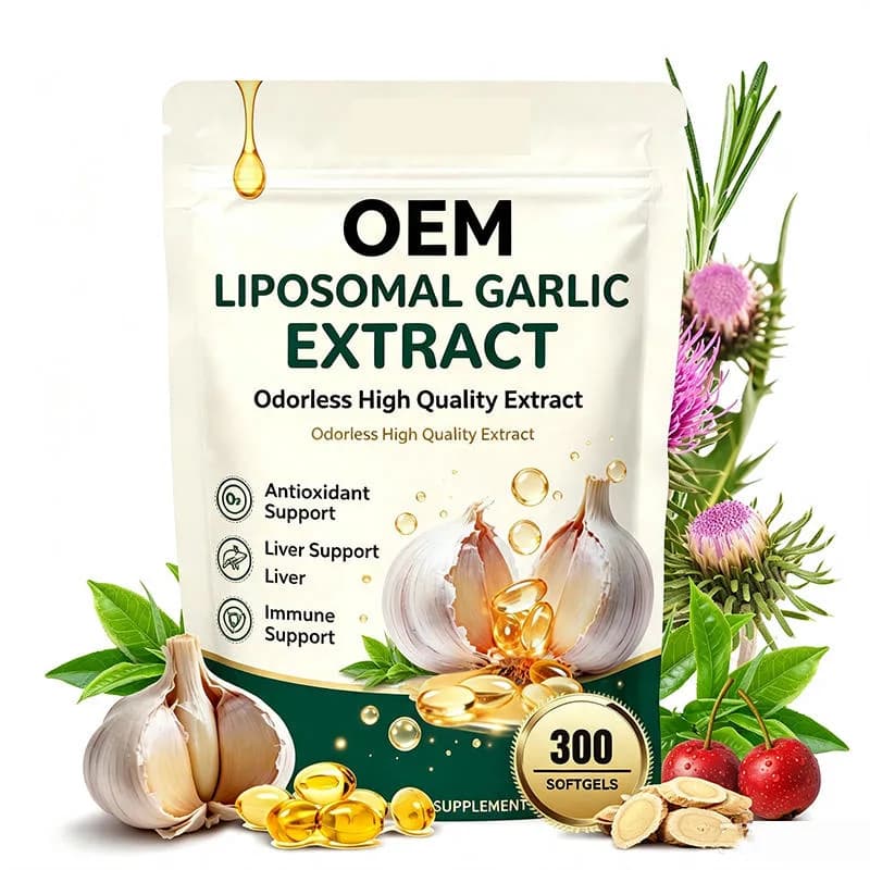 Wholesale Liposomal Garlic Extract Softgels Odorless 300 Softgels Resealable Pouch OEM Custom Brand Service