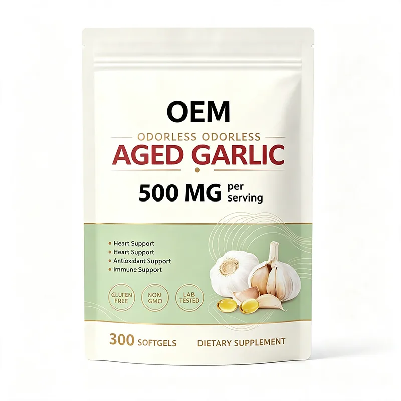 OEM Aged Garlic Softgels 500mg Per Serving 300 Counts Gluten Free Non GMO Lab Tested Dietary Supplement Private Label